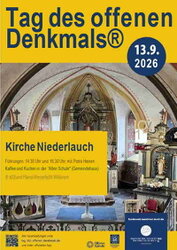 Sonntag, 13.09.2026 Tag des offenen Denkmals Kirche Niederlauch